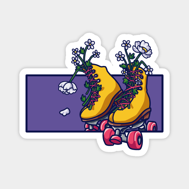 Floral Roller Skates Magnet by Reivennant