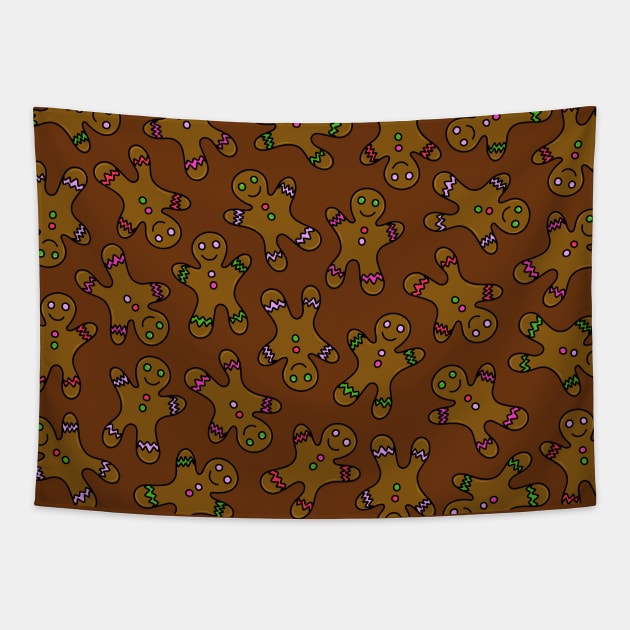 Gingerbread Men Doodle Pattern, made by EndlessEmporium Tapestry by EndlessEmporium