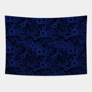 Blue and Black Spiral Pattern Tapestry