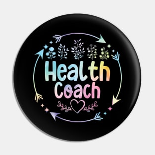 Health Coach cute floral watercolor Pin