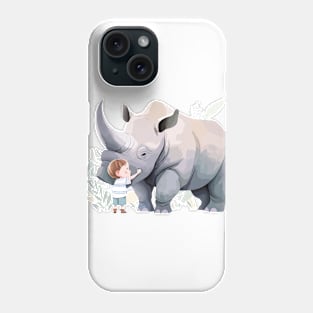 Cute Rhinoceros Animal Loving Cuddle Embrace Children Kid Tenderness Phone Case