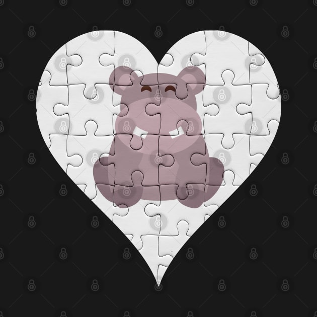 Jigsaw  Hippopotamus Heart Design - Wild Animal Hippopotamus by giftideas