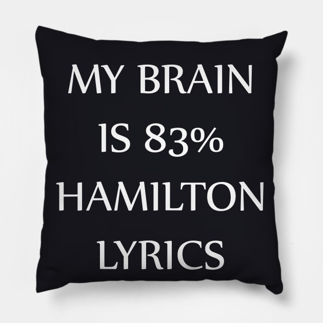 My Brain is 83% Hamilton Lyrics Pillow by nah