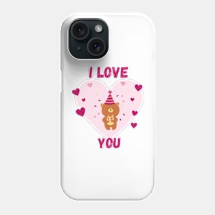 Pink I love you bear Phone Case