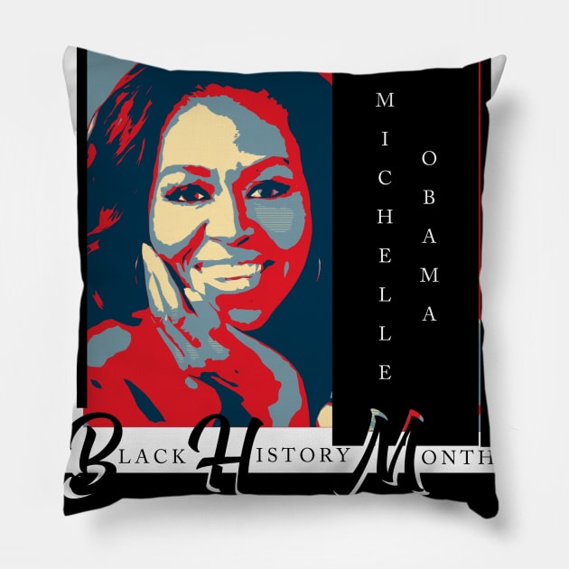 Michelle Obama Black History Month Icon Pillow by FunnyBearCl