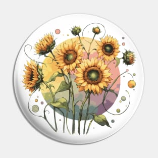 Sunflowers Watercolor Pin