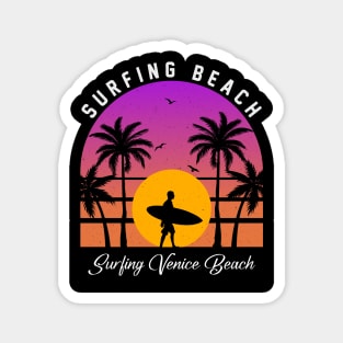 Sunset Vintage Venice Beach Waves Vacation Surfing Paradise Magnet