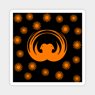 Orange birds on the black background Magnet