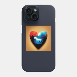 White Horse In a Heart Shape in a colourful abstract style Phone Case