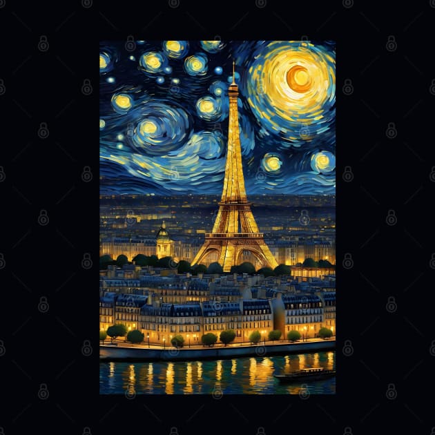 Starry night paris by Spaceboyishere