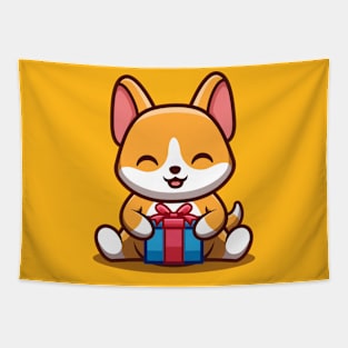 Corgi Sitting Gift Box Tapestry