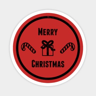 Merry Christmas Badge - Black Magnet