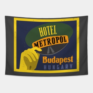 Vintage hotel luggage stamp tourist travel Budapest Hungary Tapestry