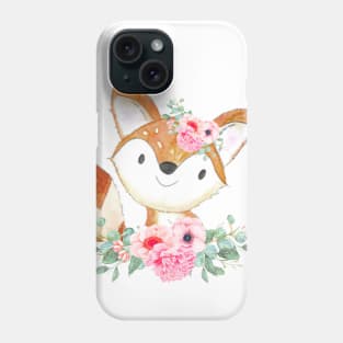 Fox girl with pink flowers Phone Case