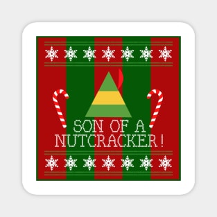 Son Of A Nutcracker Elf Quote Christmas Knit Magnet