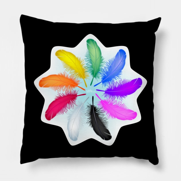 Feather Rainbow Pillow by NN Tease