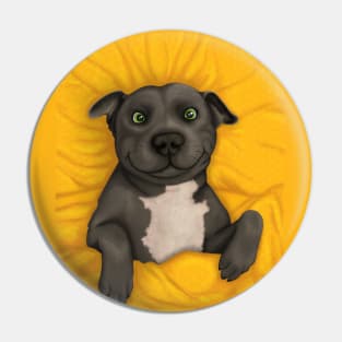 Grey Pittie - illustrated dog portrait Pin