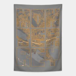 Monterrey, Nuevo Leon, Mexico City Map Typography - Bauhaus Tapestry