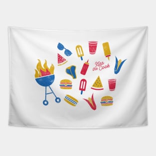 Summer BBQ in Americana Palette Tapestry