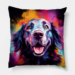 Labrador Retriever Dog in Colourful Paint Splashes Pillow