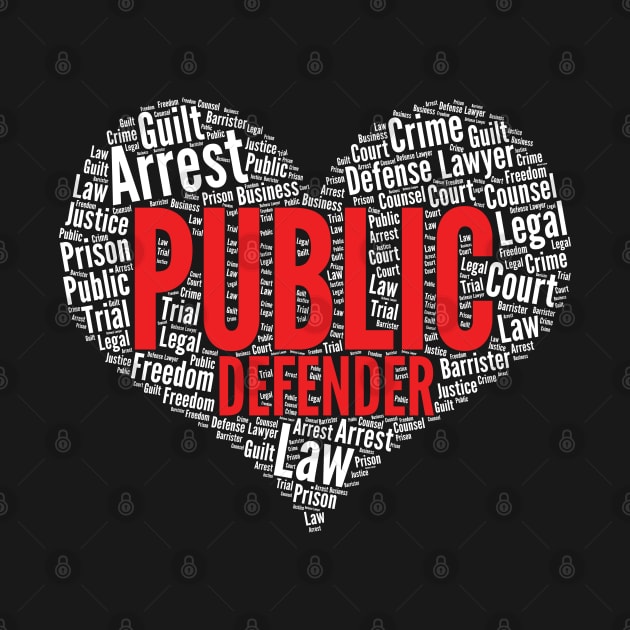 Public defender Heart Shape Word Cloud Design product by theodoros20