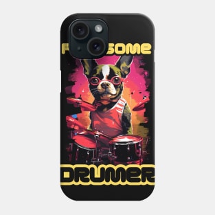 "Paw-some Drummer: Striped Dog with Beat" Phone Case