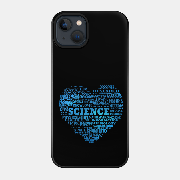 Science Heart Word Cloud in Space Blue - Science - Phone Case