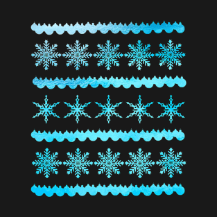 Blue Christmas Snowflake Design Silhouette Art T-Shirt