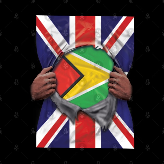 Guyana Flag Great Britain Flag Ripped - Gift for Guyanese From Guyana by Country Flags