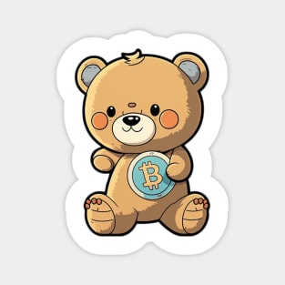 Cartoon Teddy Bear with a Bitcoin Coin - A Must-Have for Cryptocurrency Fans! Magnet