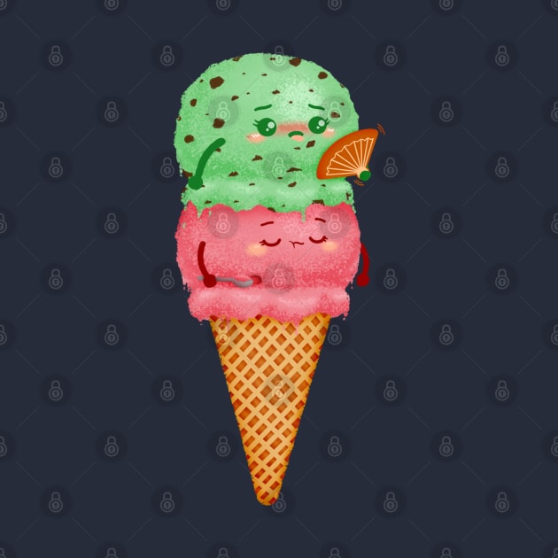 Hot Ice Cream Cone Cute Illustration by heydinasaur