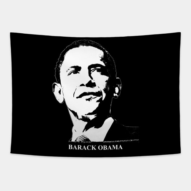 Barack Obama Portrait Pop Art Black Tapestry by phatvo