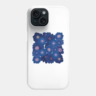 Fun flowerpower pattern in 1970-style, orange, blue and violet colors, Phone Case