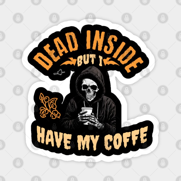 Halloween skeleton drinking coffee Magnet by VisionDesigner