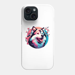 Lapponian Herder Enjoys Spring Amid Cherry Blossoms Phone Case