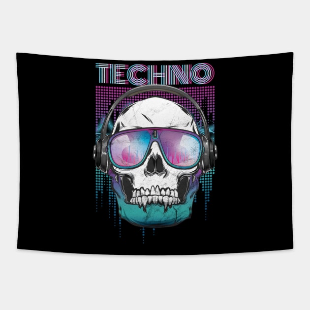 Techno Cool Skull Head Tapestry by avshirtnation