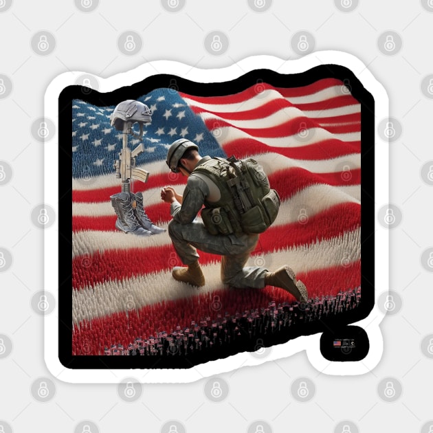 American Military Soldier and USA Flag by focusln Magnet by Darn Doggie Club by focusln