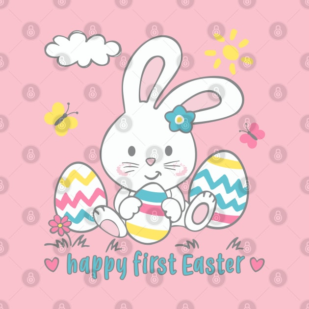 Happy first Easter Babies first easter girls by FloraLi