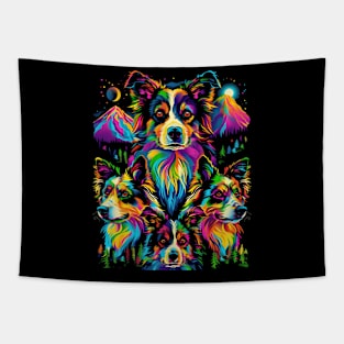 Border Collies Dog Mountain Forest Pop Art Tapestry