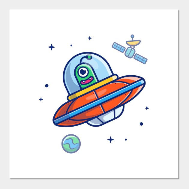 Alien spaceship flying in space cartoon - Alien Spaceship - Posters and Art Prints | TeePublic Alien spaceship flying in space cartoon - Alien Spaceship - Posters and Art Prints | TeePublic