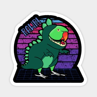 Vaporwave Green Indian Ringneck Dinosaur Magnet