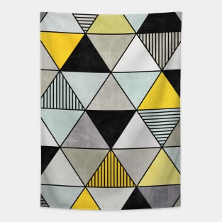 Colorful Concrete Triangles 2 - Yellow, Blue, Grey Tapestry
