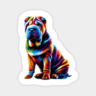 Vibrant Abstract Chinese Shar-Pei Artistic Portrait Magnet