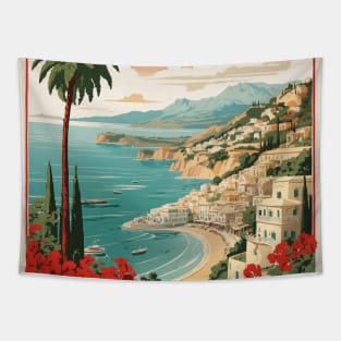 Corfu Greece Tourism Vintage Poster Tapestry