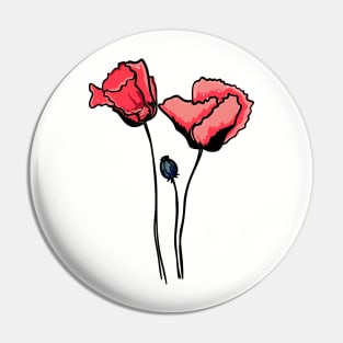 Red poppies Pin