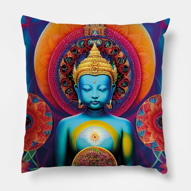 Young Buddha and the tree of life mandalas Pillow by mariasshop