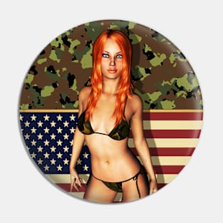 American Flag Camo Bikini Girl Pin