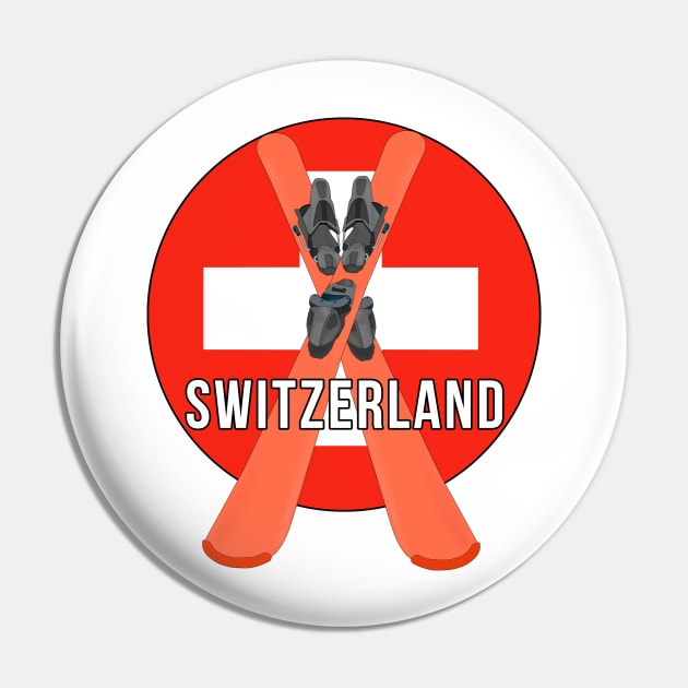 Cool Ski Flag of Switzerland Pin by DiegoCarvalho