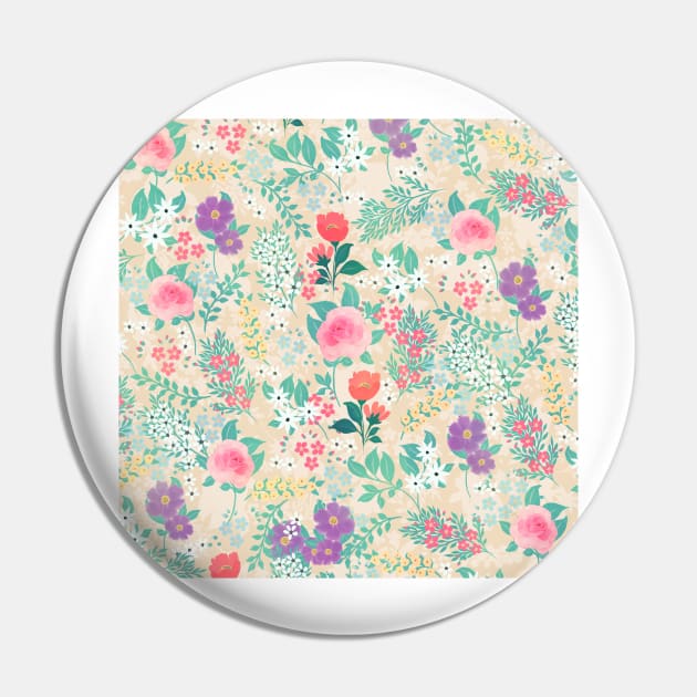 Pink Roses Floral Design Pin by NdesignTrend