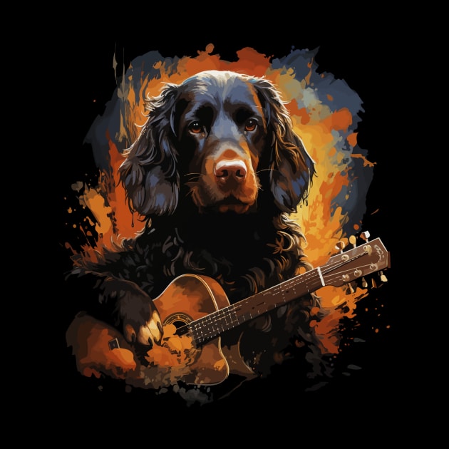 Field Spaniel Playing Guitar by JH Mart